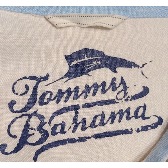 Tommy Bahama Relax Mens Medium Linen Long Slv Button Shirt Ivory w/ Blue Floral - Picture 5 of 6